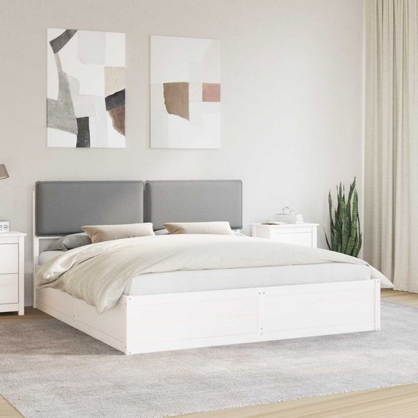 vidaXL Rám postele s čalúneným čelom Svetlosivá 200 x 200 cm