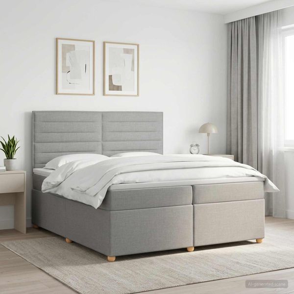 vidaXL Posteľ boxspring s matracom Svetlosivá 200 x 200 cm Látka
