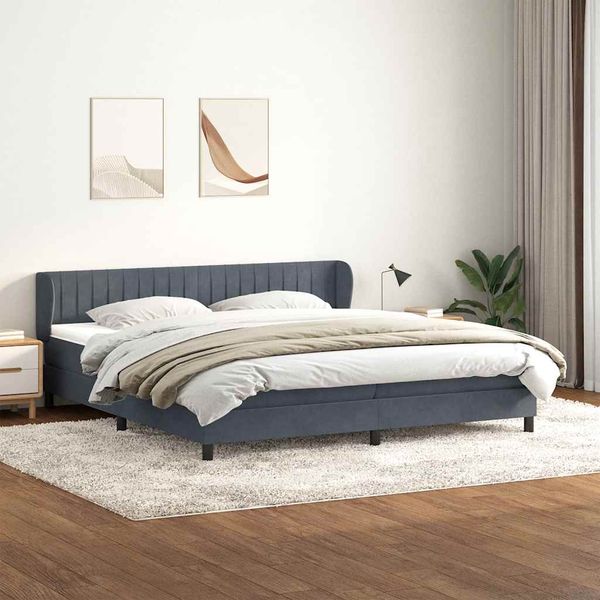 vidaXL Posteľný rám boxsping s matracmi tmavosivá 180x220 cm zamat