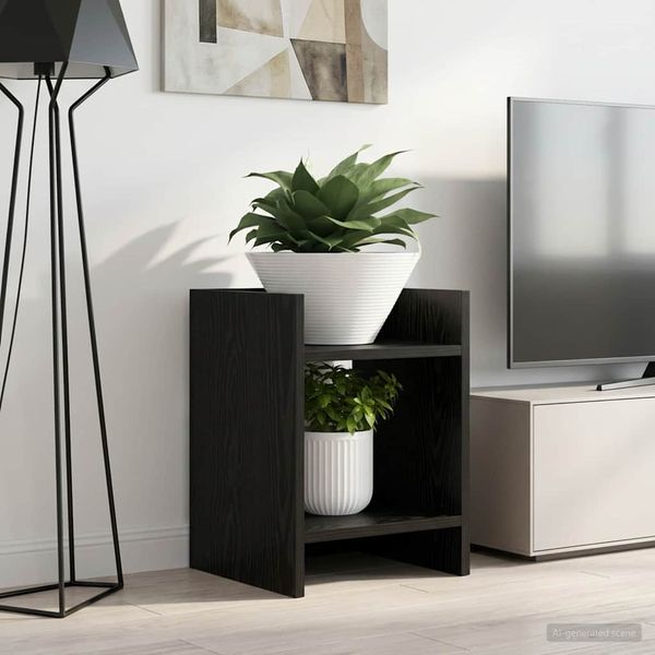 vidaXL Stojan na rastliny s poličkou 2 pcs Čierny Dub 30 x 30 x 40 cm