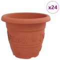 vidaXL Kulatý kvetináč 24 ks Tehlovo červená Ø 34 x 28 cm Plast