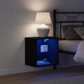 vidaXL Floating Shelf with LED Light 2 ks Čierna 40 x 28,5 x 40 cm