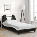 vidaXL Posteľ Viana s matracom čierno-biela 100x200 cm umelá koža