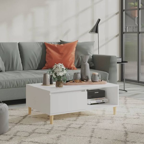 vidaXL Konferenčný stolík biely 90x60x35 cm drevotrieska
