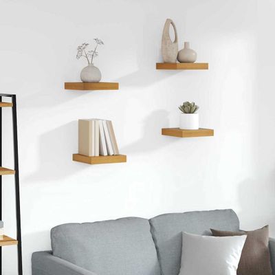 vidaXL Stenná polica 4 pcs Hnedá 23 x 23,5 x 4 cm Kompozitné drevo