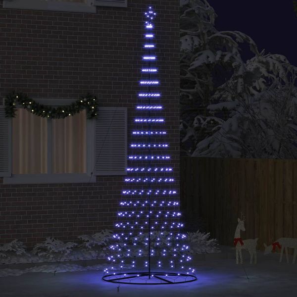 vidaXL LED vianočný stromček s 455 LED-i so stojanom Modrá 399 cm Kov