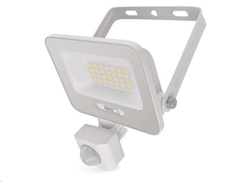 LED reflektor GLARO EMOS ZS2324W s pohybovým čidlom, 20 W, biely, IP54, 2000 lm, neutrálny biely