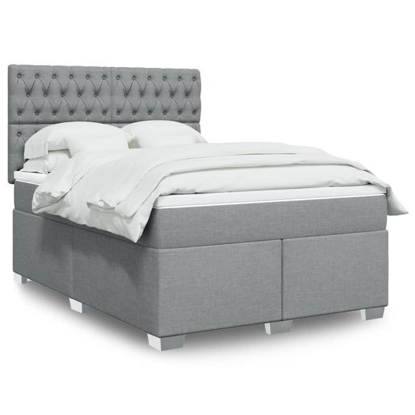 vidaXL Boxspring posteľ s matracom bledosivý 140x190 cm látka