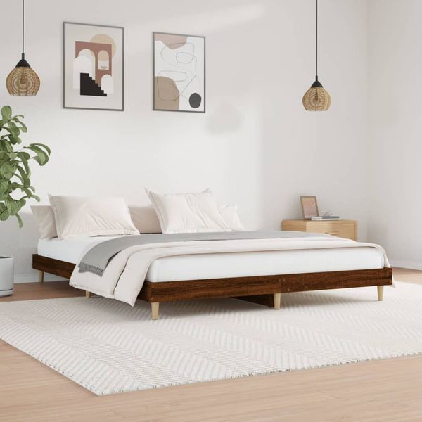 vidaXL Posteľný rám bez matraca hnedý dub 160x200 cm kompozitné drevo