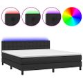 vidaXL Boxspring posteľ s matracom a LED čierna 180x200 cm umelá koža