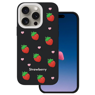 Jahodové púzdro pre iPhone 14 Pro / 15 Pro 6,1" čierna
