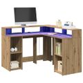 vidaXL Stôl s LED svetlami dub artisian 130x130x91 cm kompozitné drevo