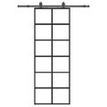 vidaXL Posuvné dvere s kovaním čierne 76x205 cm ESG sklo