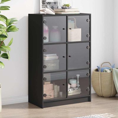 vidaXL Vysoká skrinka s dvierkami čierna 68x37x109 cm kompozitné drevo