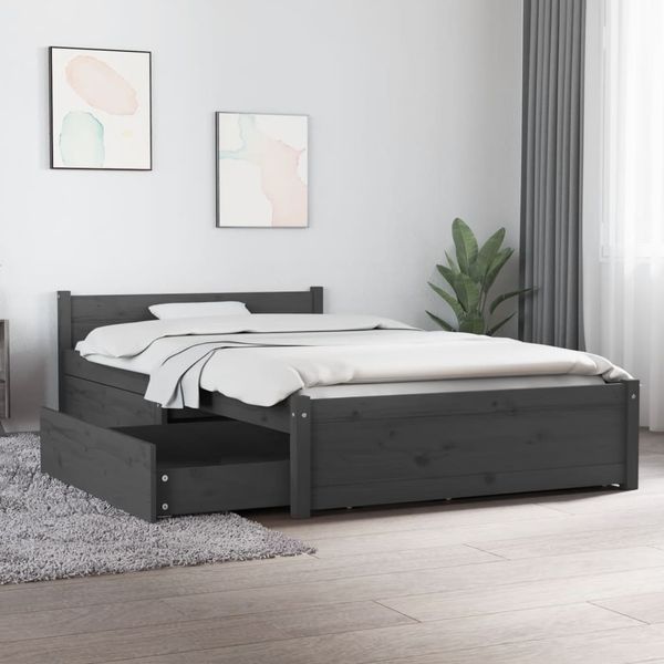vidaXL Posteľný rám so zásuvkami sivá 90x200 cm