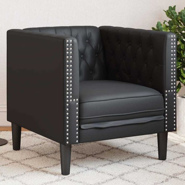 vidaXL Pohovka Čierna 74,5 x 71 x 70,5 cm PVC