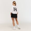Dámske tričko Oversized Varsity White - GymBeam, veľkosť S