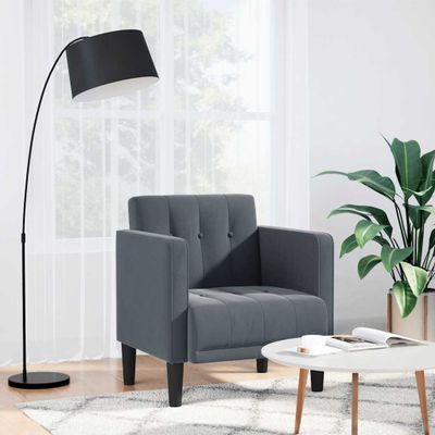 vidaXL Rozkladacia pohovka s podrúčkami, tmavosivá, 53 cm, zamatová