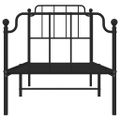 vidaXL Kovový rám postele so zadným a predným čelom čierny 75x190 cm