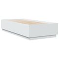 vidaXL Posteľný rám s LED svetlami biely 100x200 cm kompozitné drevo