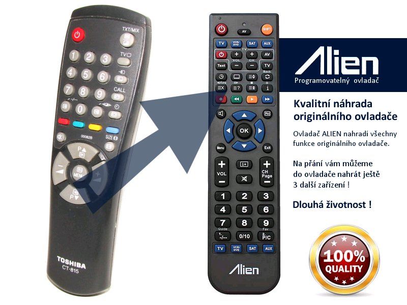 Dálkový ovladač ALIEN Toshiba CT815
