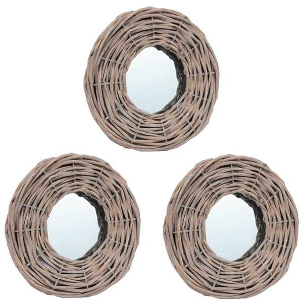 vidaXL Zrkadlá 3 ks 15 cm, prútie