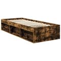 vidaXL Rám postele Dymová dub 75 x 190 cm Masívne borovicové drevo