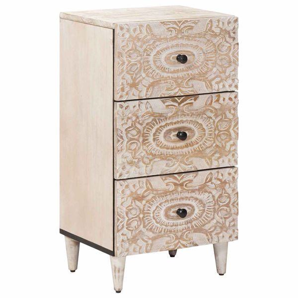 vidaXL Servírovacia skriňa Biela 40 x 33,5 x 75 cm Masívne mango drevo
