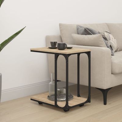 vidaXL Bočný stolík s kolieskami dub sonoma 50x35x55,5 cm sprac. drevo