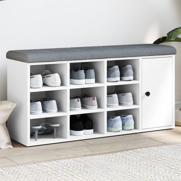 vidaXL Lavička na topánky biela 102x32x50 cm kompozitné drevo