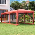 vidaXL Párty stan s 8 sieťkovanými bočnými stenami červený 3x9 m HDPE