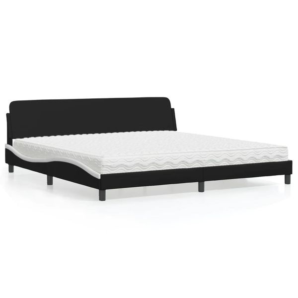 vidaXL Posteľ s matracom Dover čierno-biela 200x200 cm umelá koža