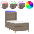 vidaXL Posteľ boxsping s matracom a LED sivohnedá 80x200 cm látka