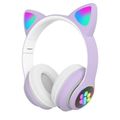 Bluetooth/led slochadlá s mačacími ušami pre deti fialové