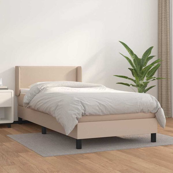 vidaXL Boxspring posteľ s matracom kapučínová 90x190 cm umelá koža