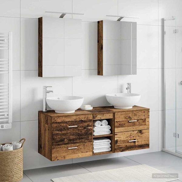 vidaXL Sada kúpeľňového nábytku 5 pcs Staré drevo