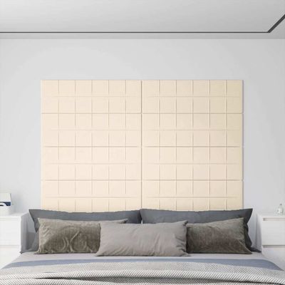 vidaXL Nástenné panely 12 ks krémové 90x30 cm zamat 3,24 m²