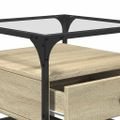 vidaXL Konferenčný stolík sklenená doska dub sonoma 50x50x45 cm oceľ