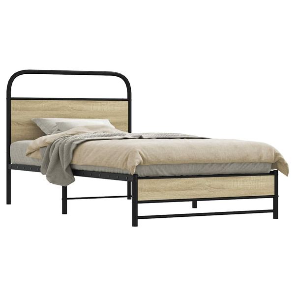 vidaXL Posteľný rám bez matraca 100x200 cm dub sonoma kompozitné drevo