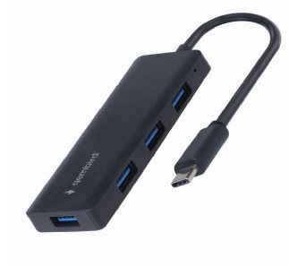 USB hub 3.1 s káblom typ C, 4 porty, čierna farba GEMBIRD