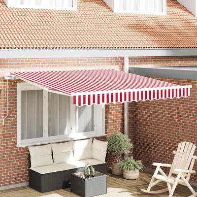vidaXL Sklopná markíza Červená a Biela 300 x 250 cm Polyester a hliník