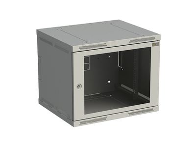 Rozvádzač nástenný SENSA 9U 500 mm, dvere sklo, RAL 7035, SENSA-9U-65-11-G