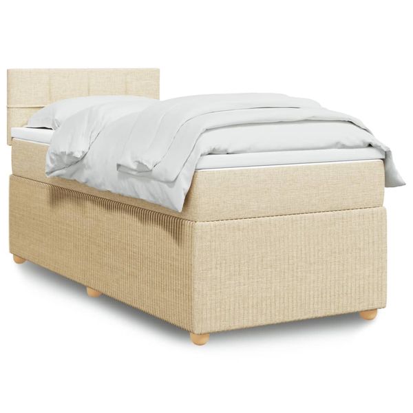 vidaXL Posteľný rám boxsping s matracom krémový 80x200 cm látka