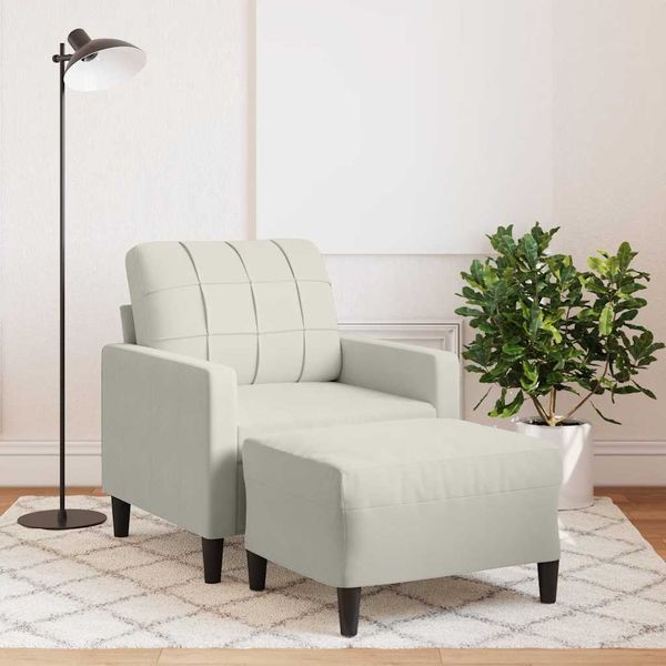 vidaXL Kreslo s podnožkou krémové 60 cm zamat