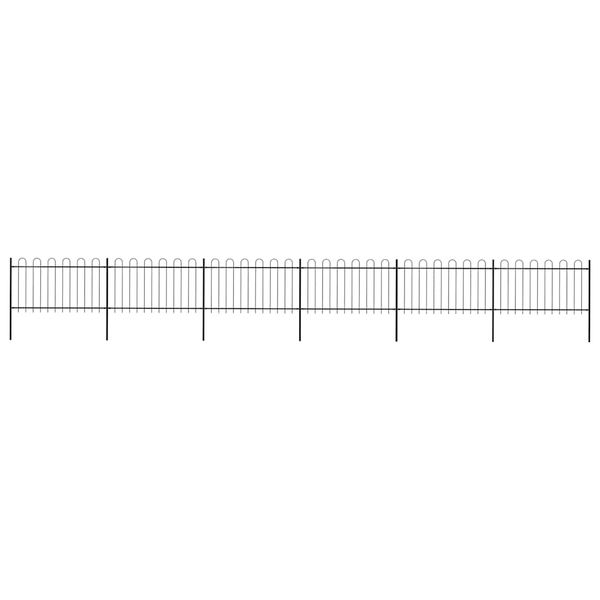 vidaXL Záhradný plot s oblúkom navrchu, oceľový 1070x100 cm, čierny