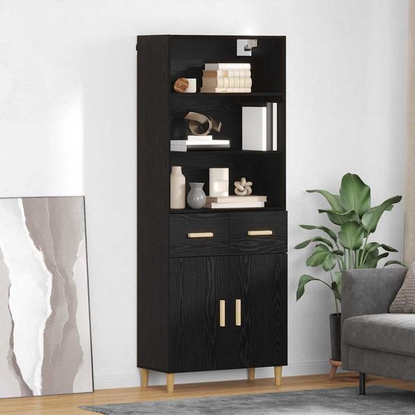 vidaXL Highboard Čierny dub 69,5 x 32,5 x 180 cm Kompozitné drevo