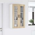 vidaXL Nástenný sklenený kabinet LUCCA Dub sonoma 60 x 31 x 100 cm