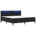 vidaXL Rám postele s LED pásikmi Čierna 180 x 200 cm Umelá koža