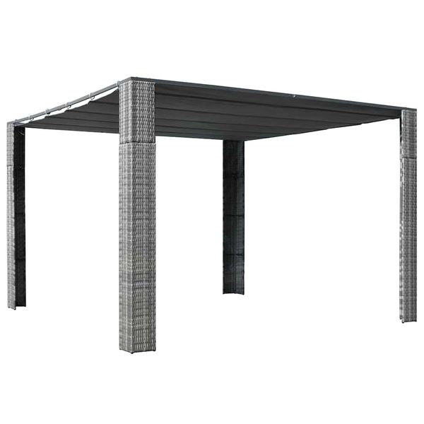 vidaXL Polyratanový altánok so strechou 300x300x220 cm sivo-antracitový