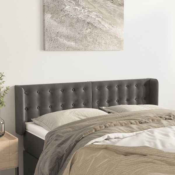 vidaXL Čelo postele so záhybmi tmavosivé 147x16x78/88 cm zamat